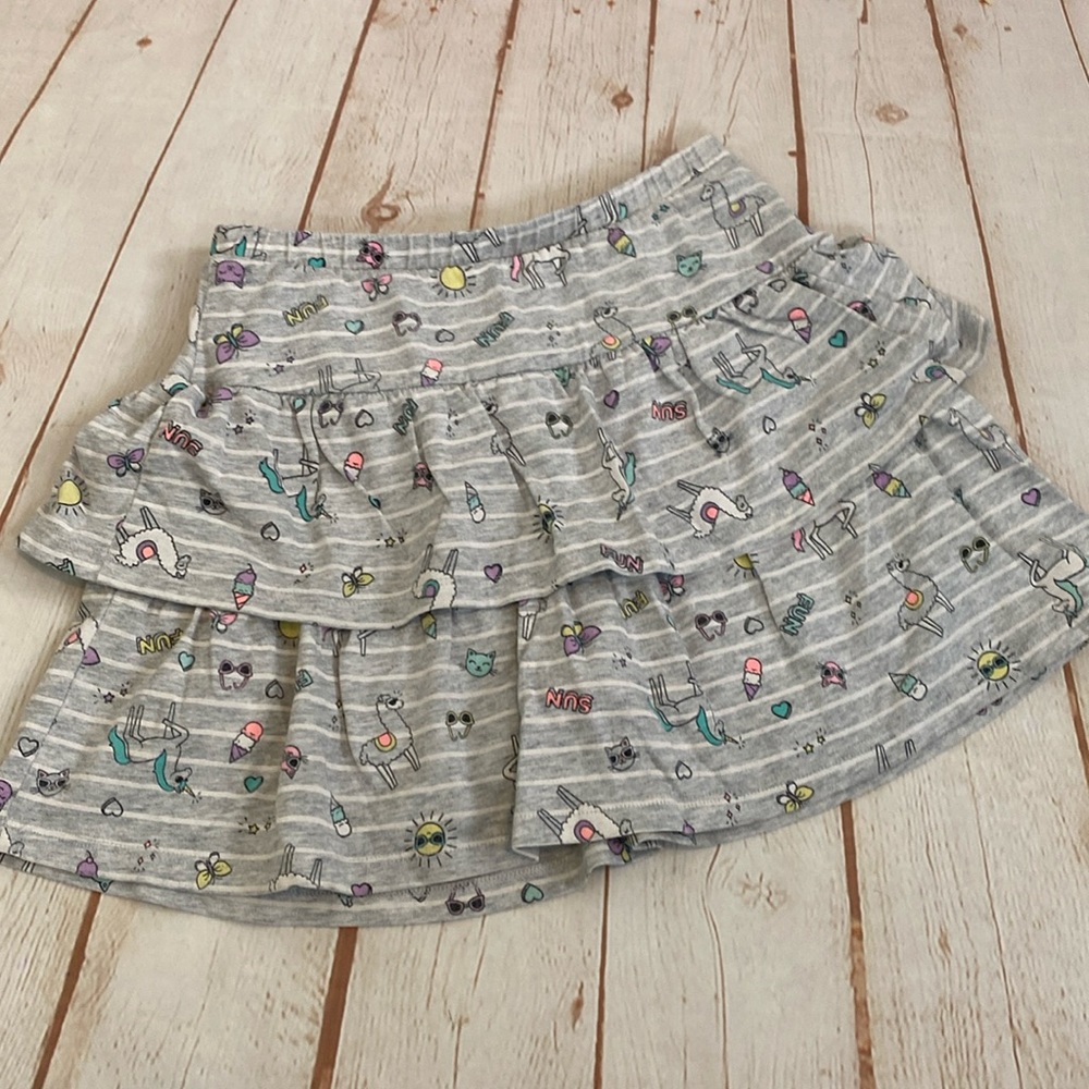 Jumping Beans Gray Comic Unicorn, Llama, Ice Cream Print Scooter Skirt / Skort